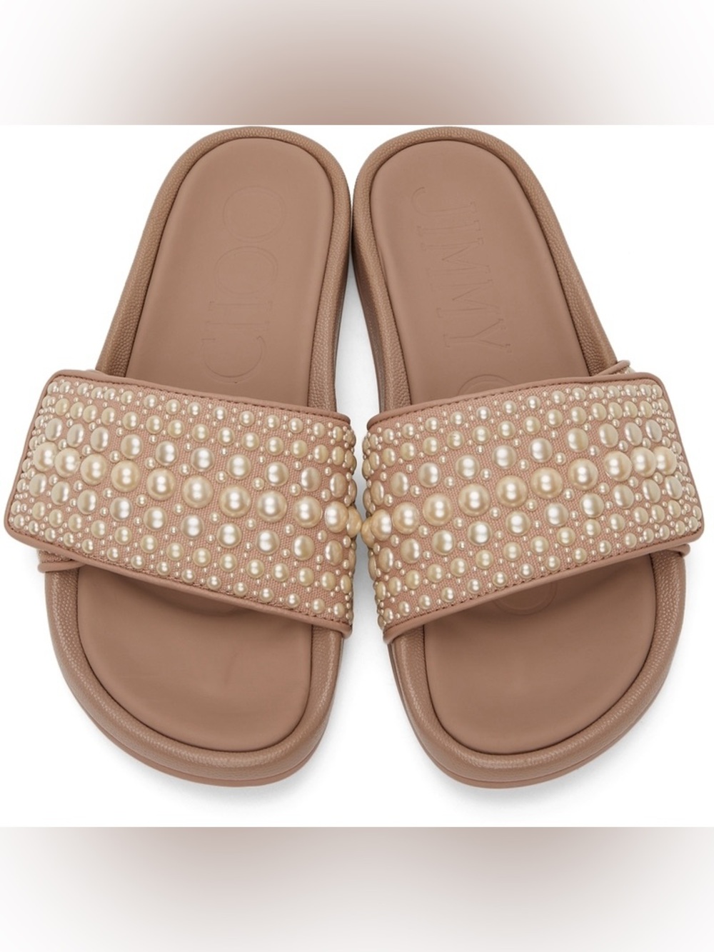 Jimmy Choo Fitz Ballet Pink Pearl Pool Slides 38
